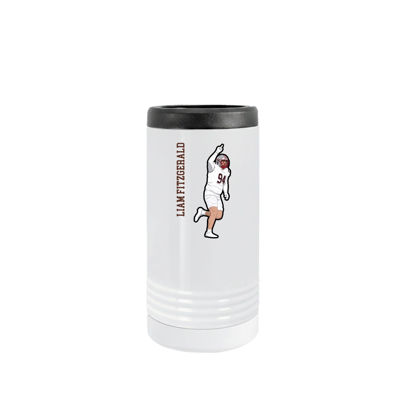 Slim Beverage Holder — Name Vertical in White