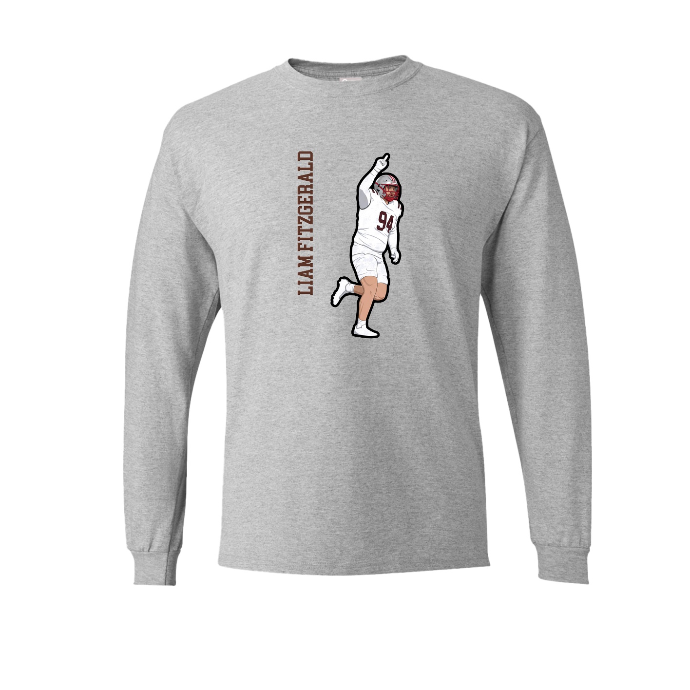 Long Sleeve Tee — Name Vertical in Grey