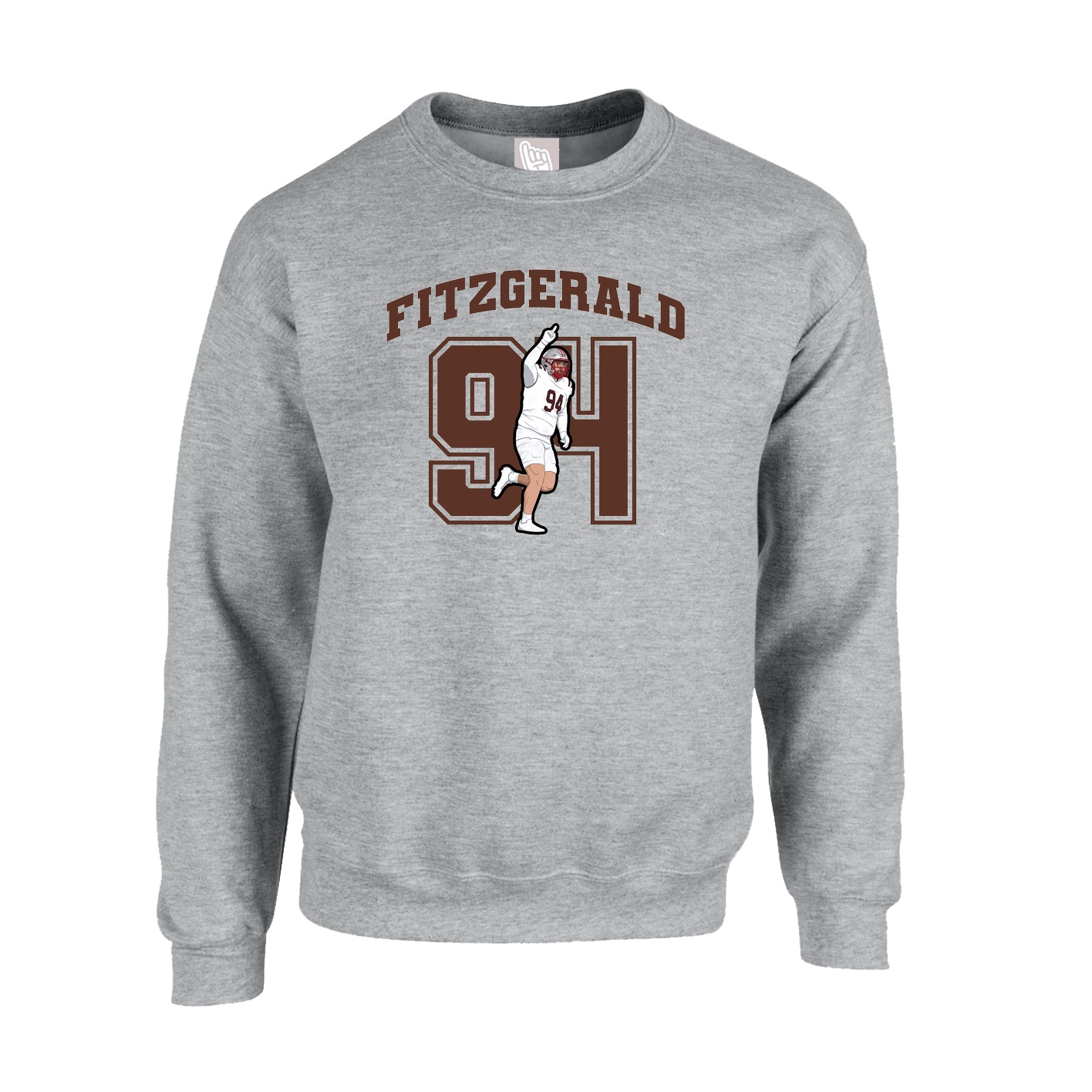 Fleece Crew — Number in Grey