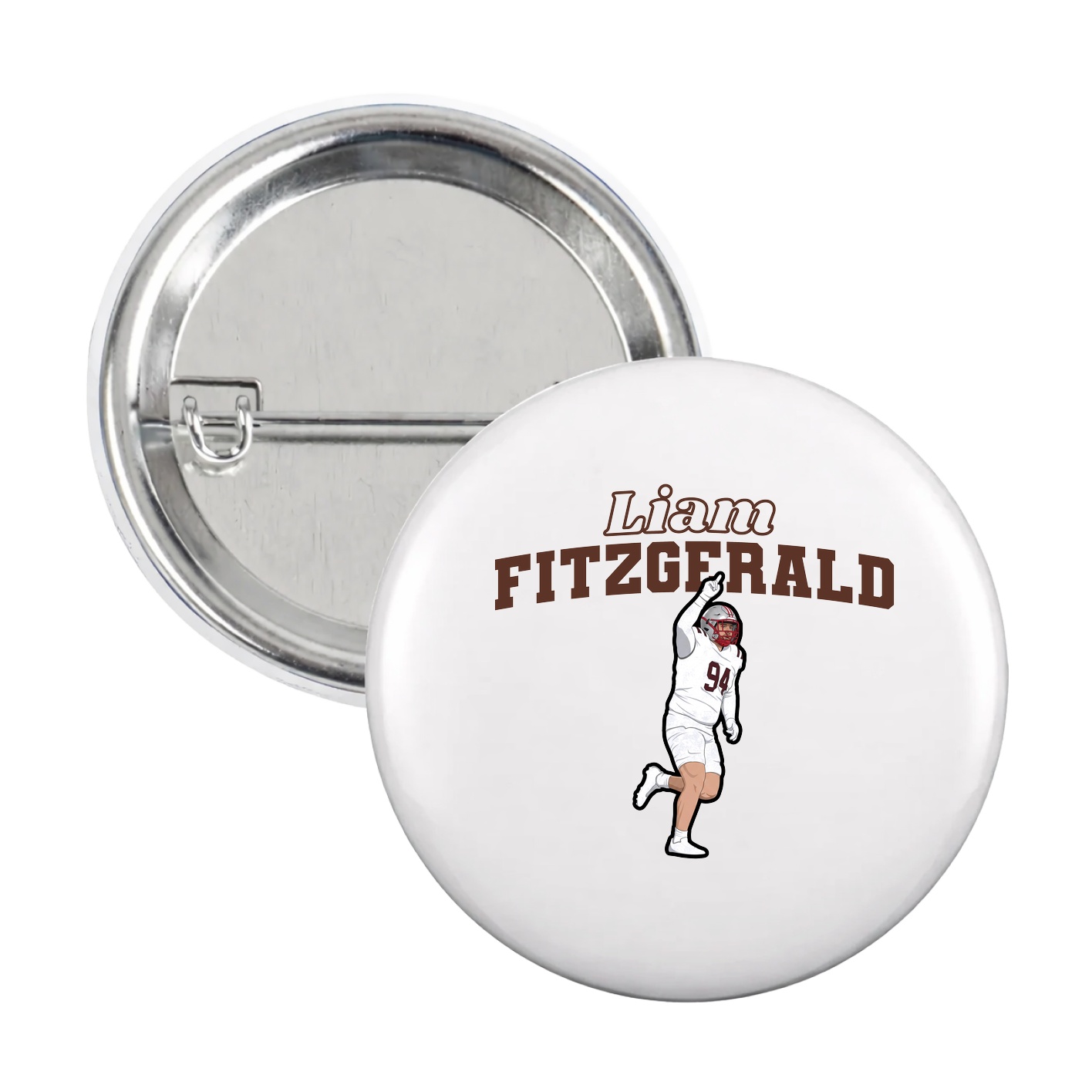 Game Day Button — Name Arch in White