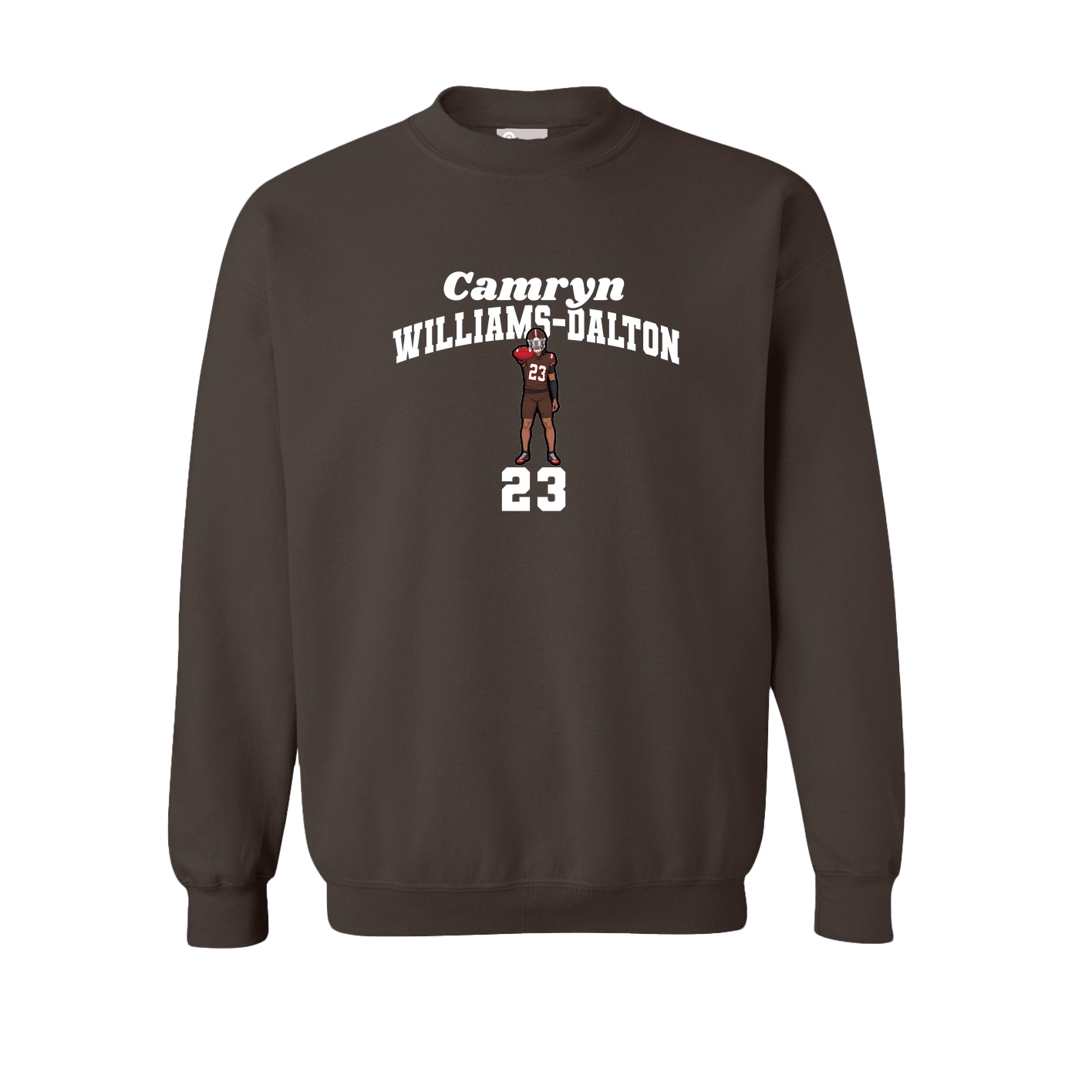 Fleece Crew — Signature Arch in Brown