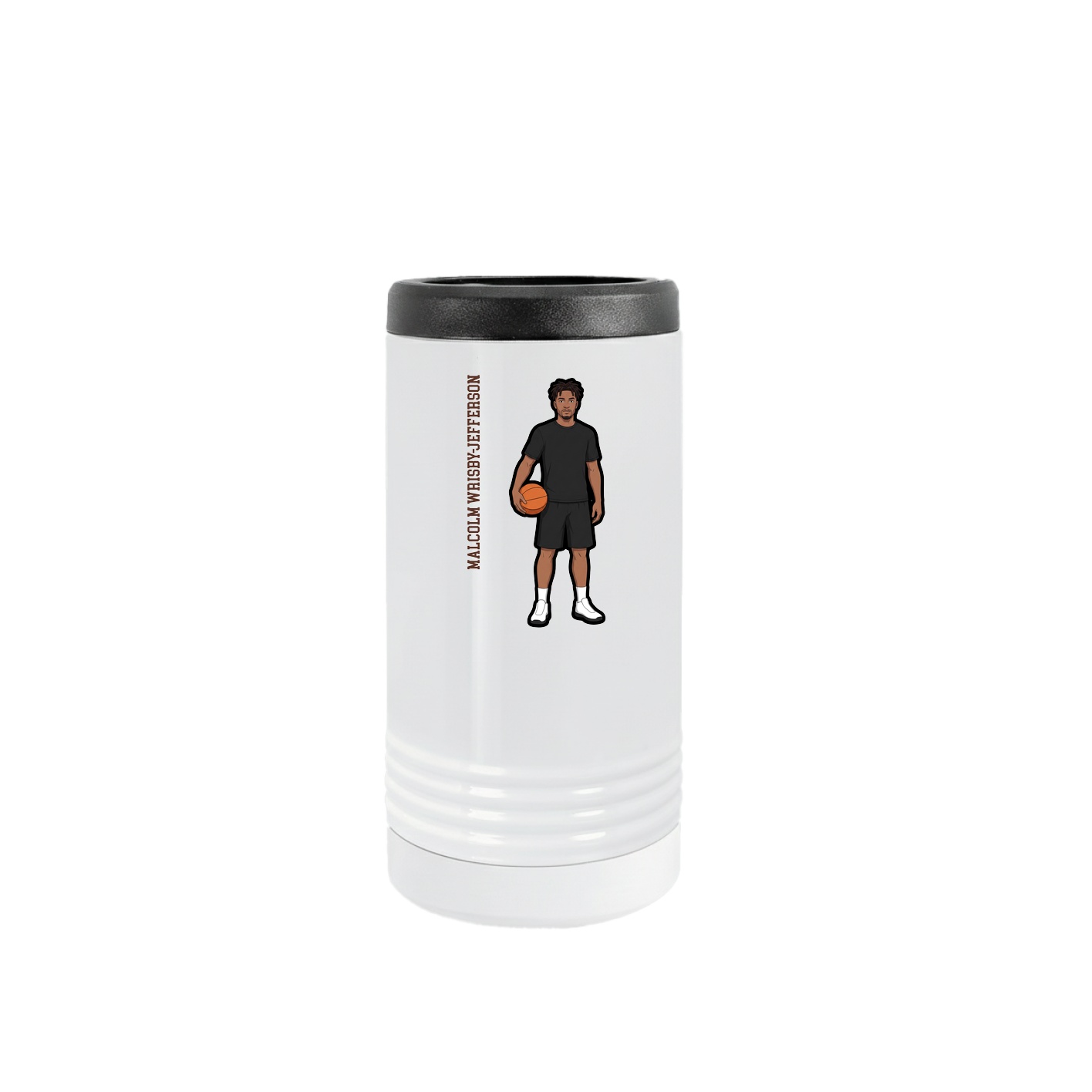 Slim Beverage Holder — Name Vertical in White