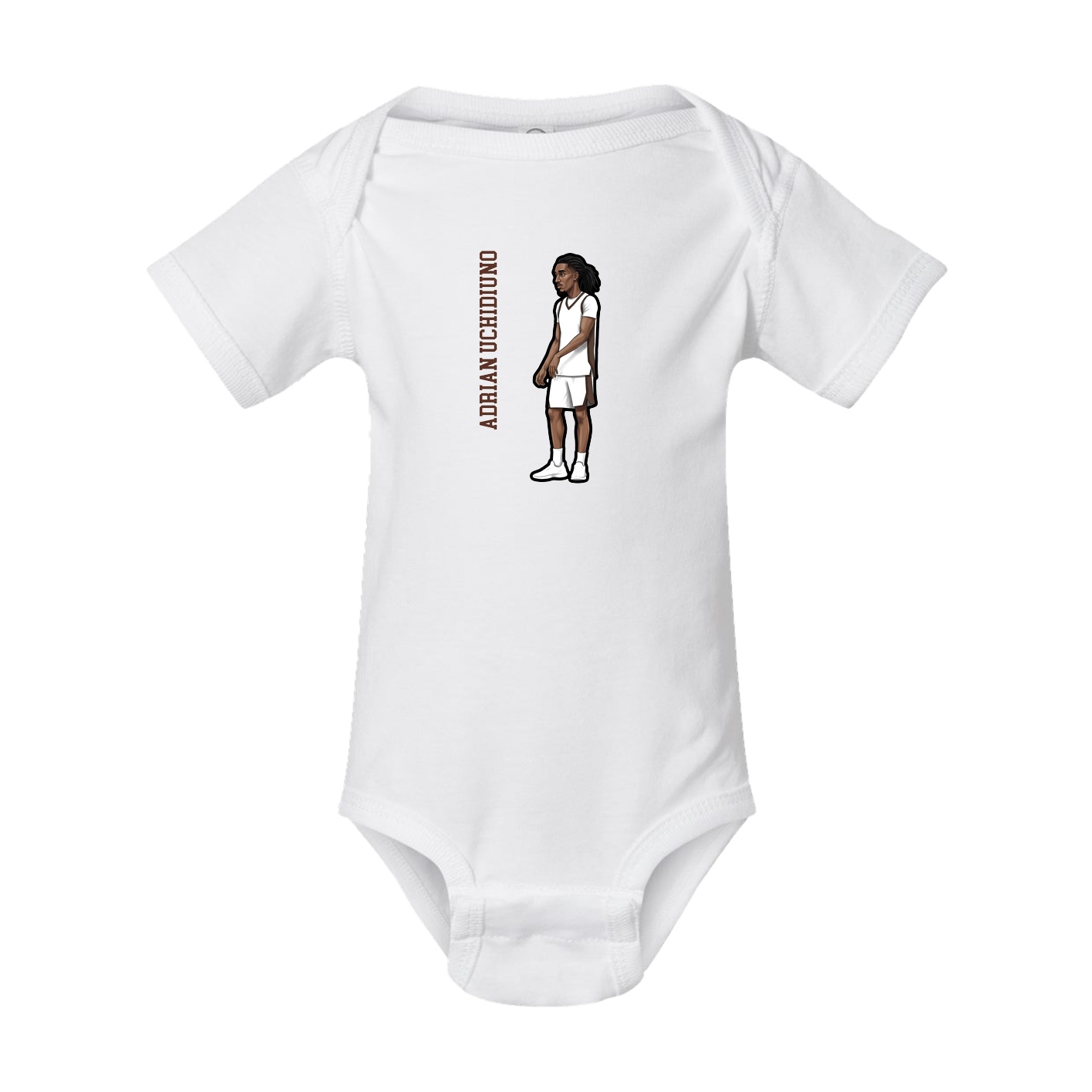 Baby Onesie — Name Vertical in White