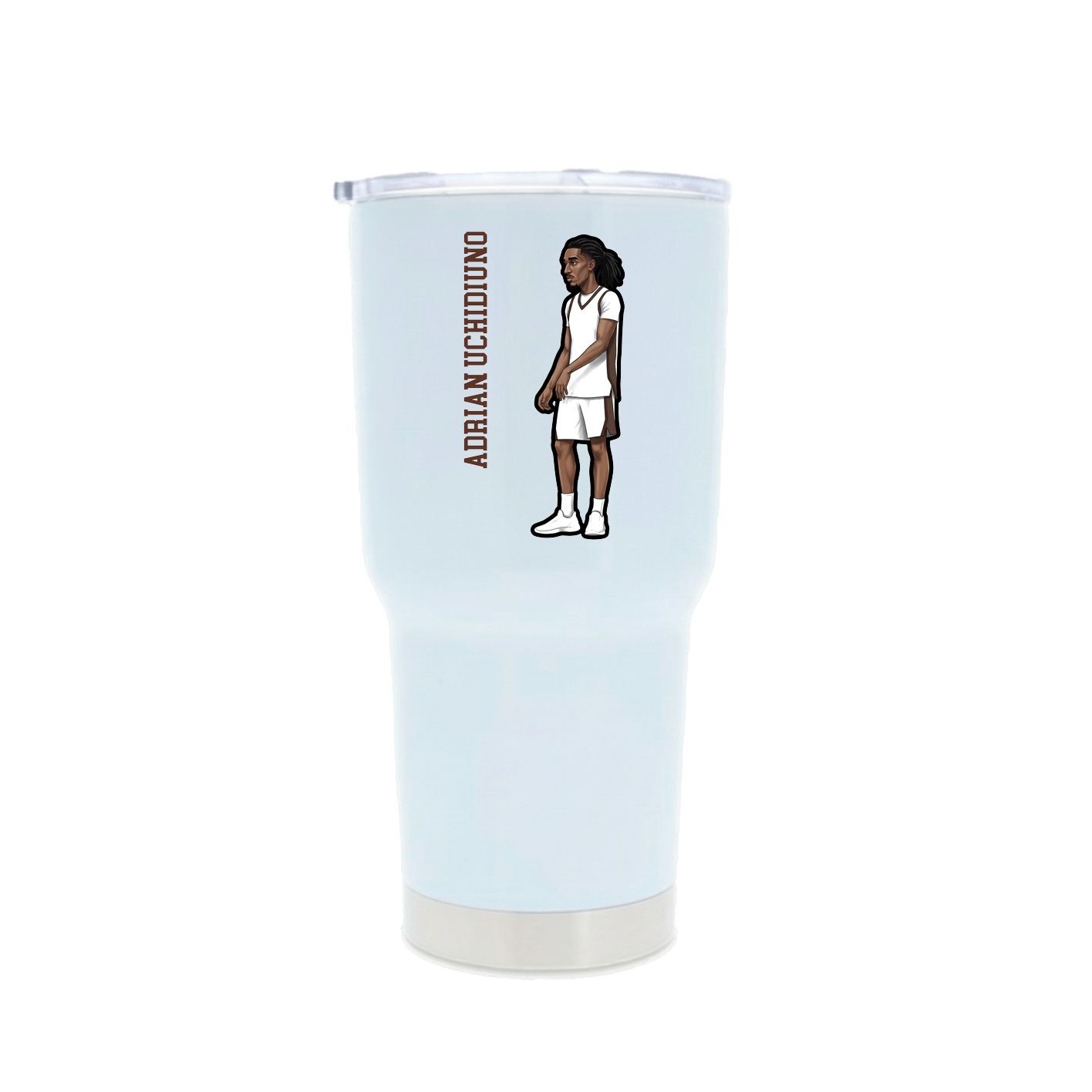 30oz Stainless Steel Tumbler — Name Vertical in White