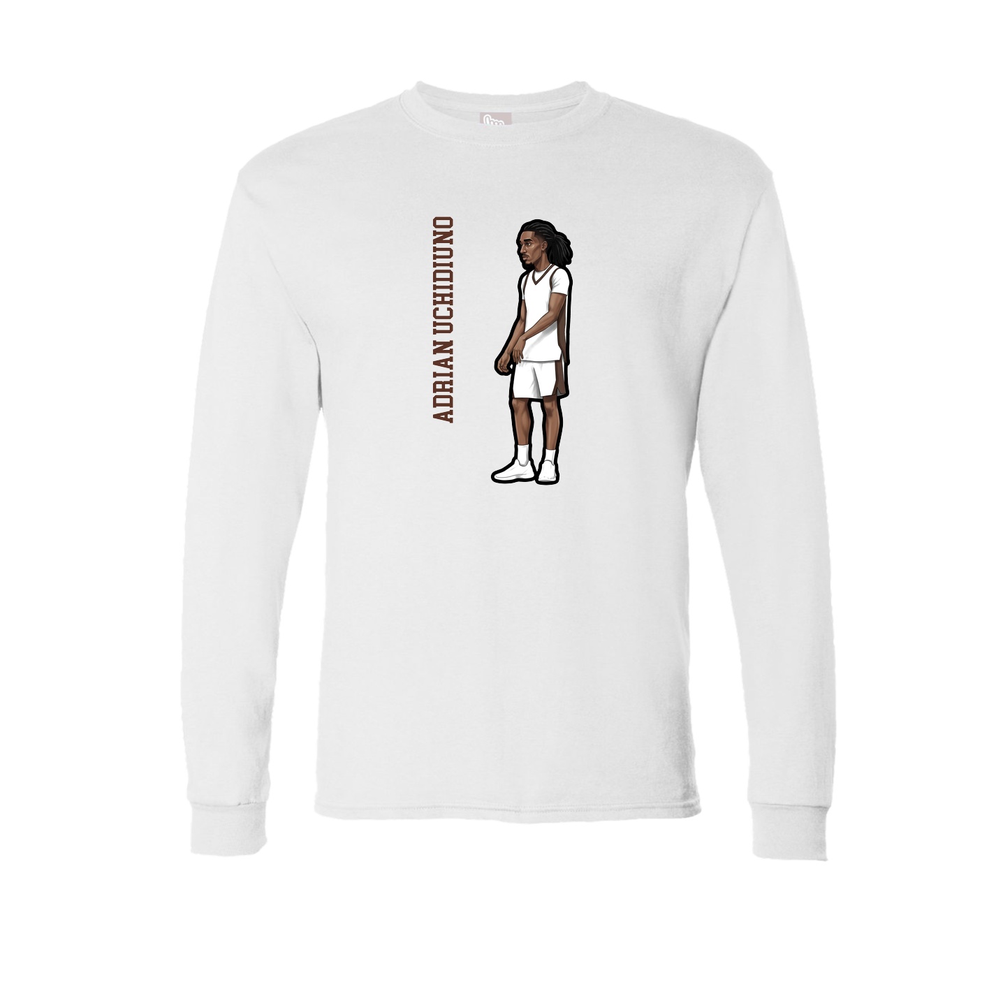Long Sleeve Tee — Name Vertical in White