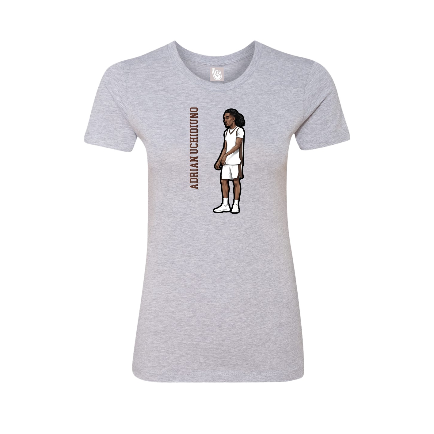 Fitted Women's Tee — Name Vertical in Grey