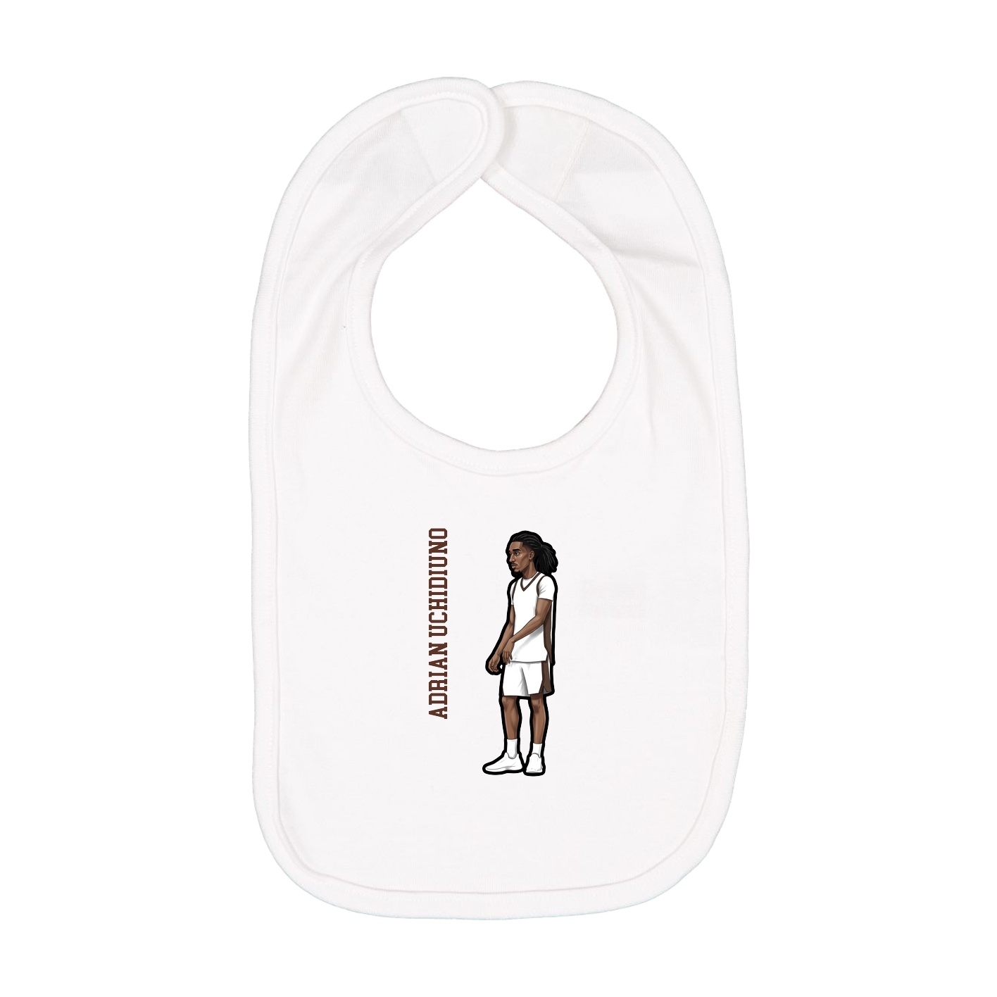 Infant Bib — Name Vertical in White