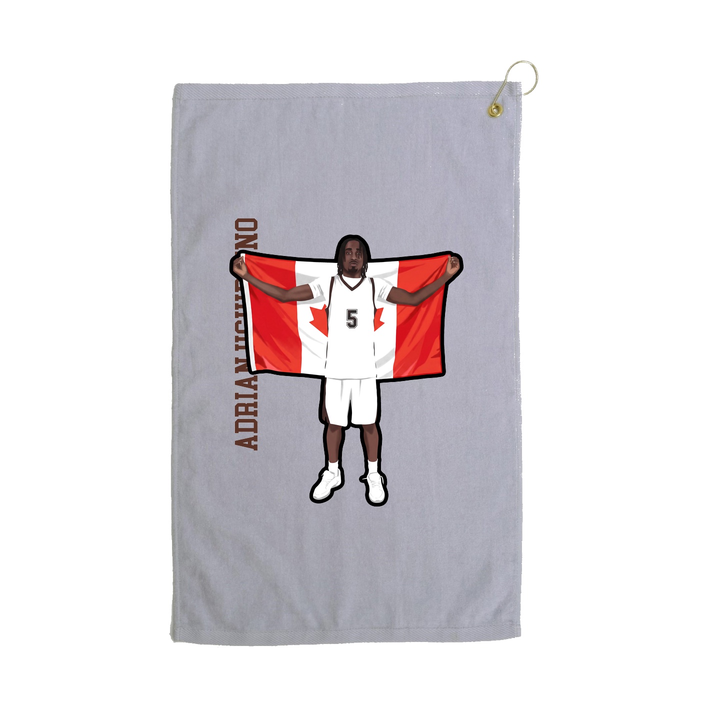 Golf Towel — Name Vertical in Grey