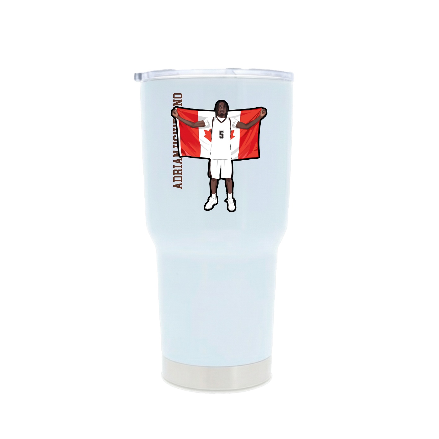 30oz Stainless Steel Tumbler — Name Vertical in White