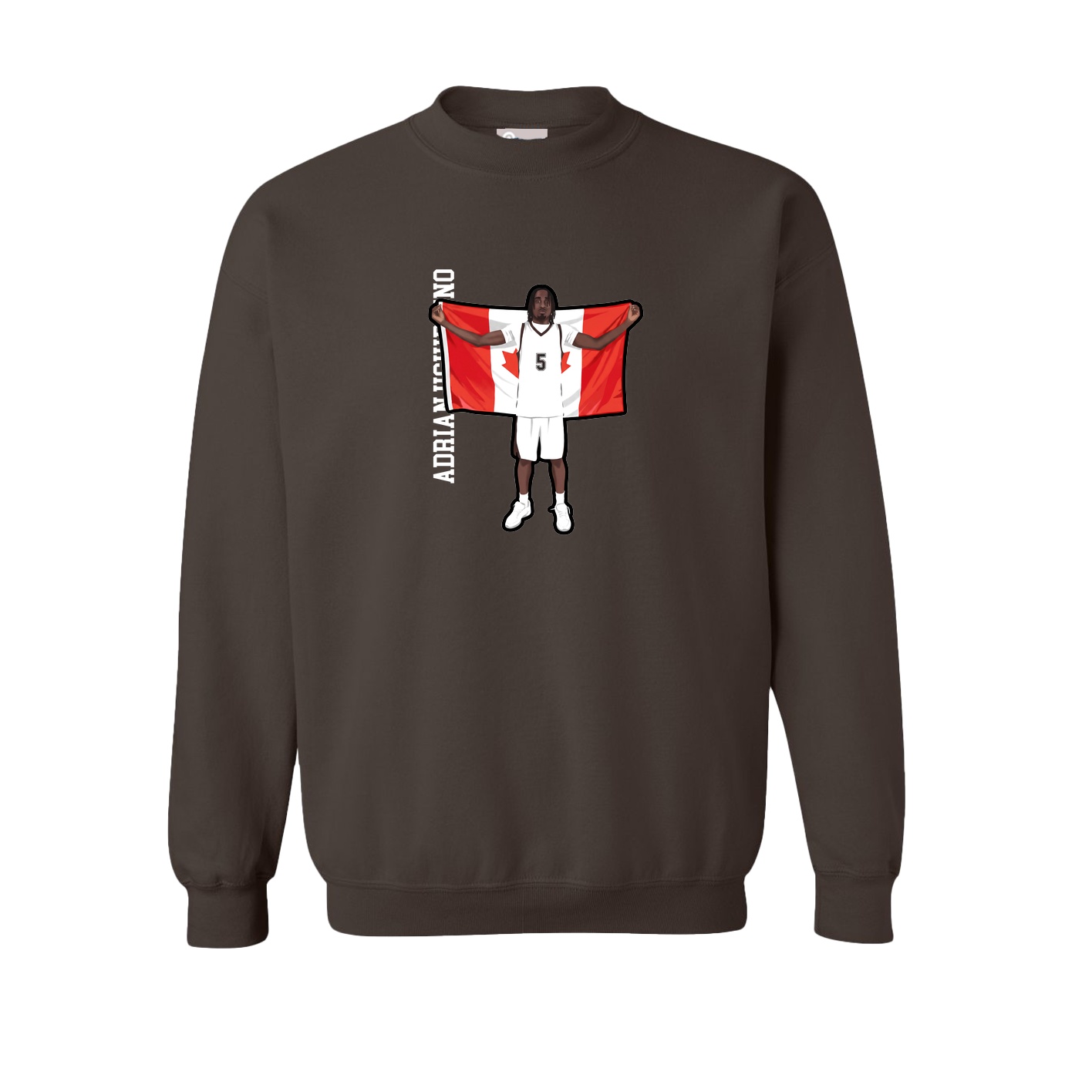 Fleece Crew — Name Vertical in Brown