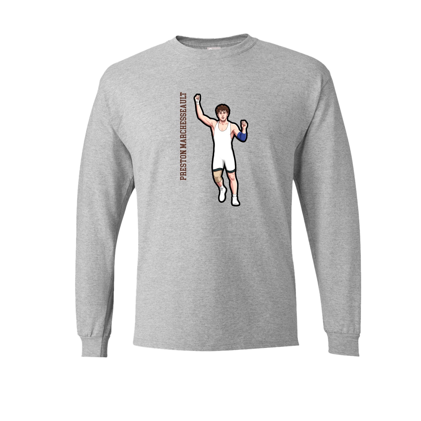 Long Sleeve Tee — Name Vertical in Grey