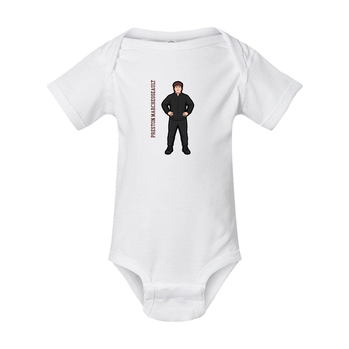 Baby Onesie — Name Vertical in White