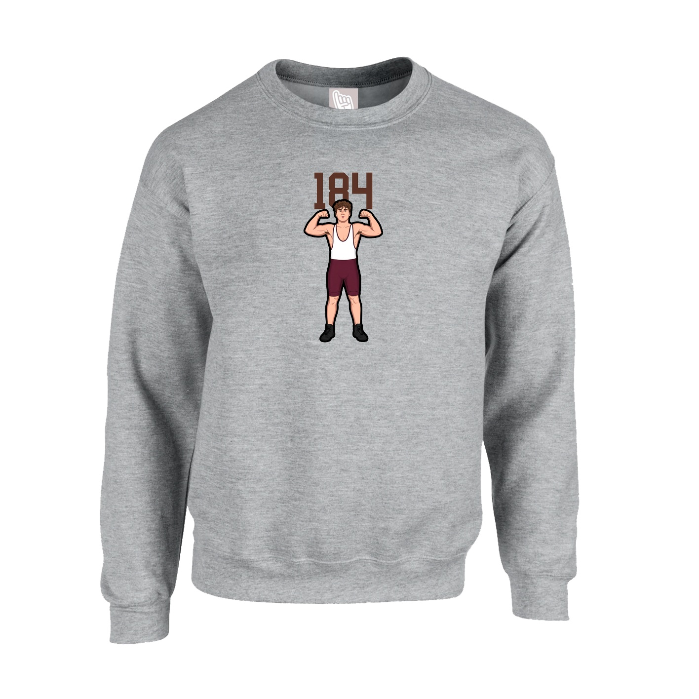 Fleece Crew — Number Top in Grey