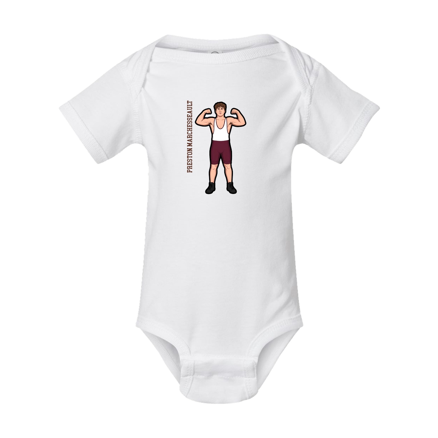 Baby Onesie — Name Vertical in White
