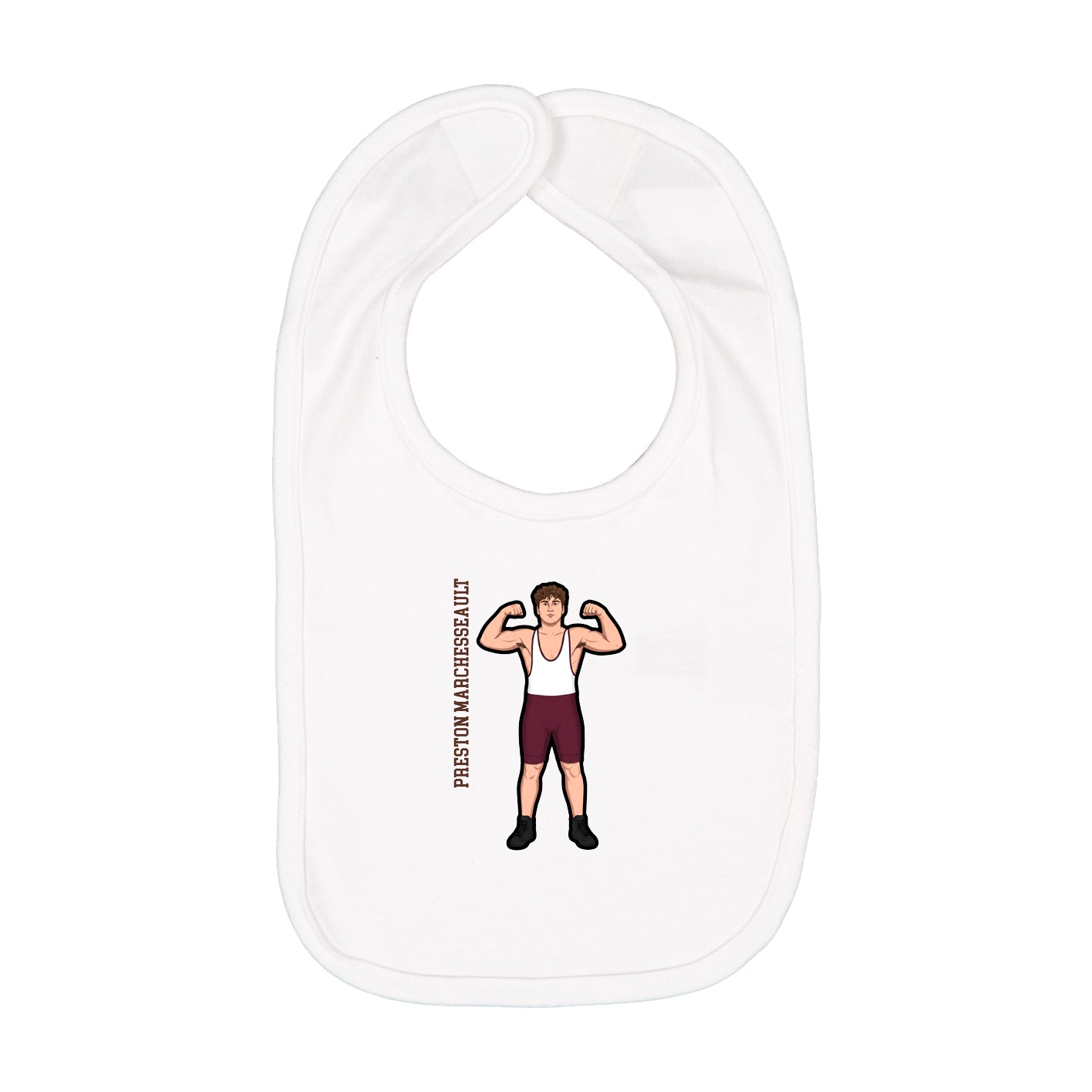 Infant Bib — Name Vertical in White