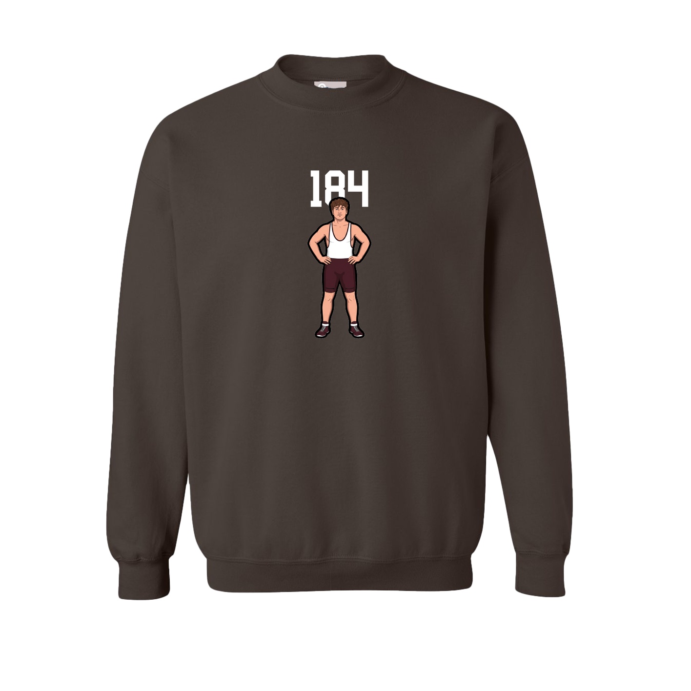 Fleece Crew — Number Top in Brown