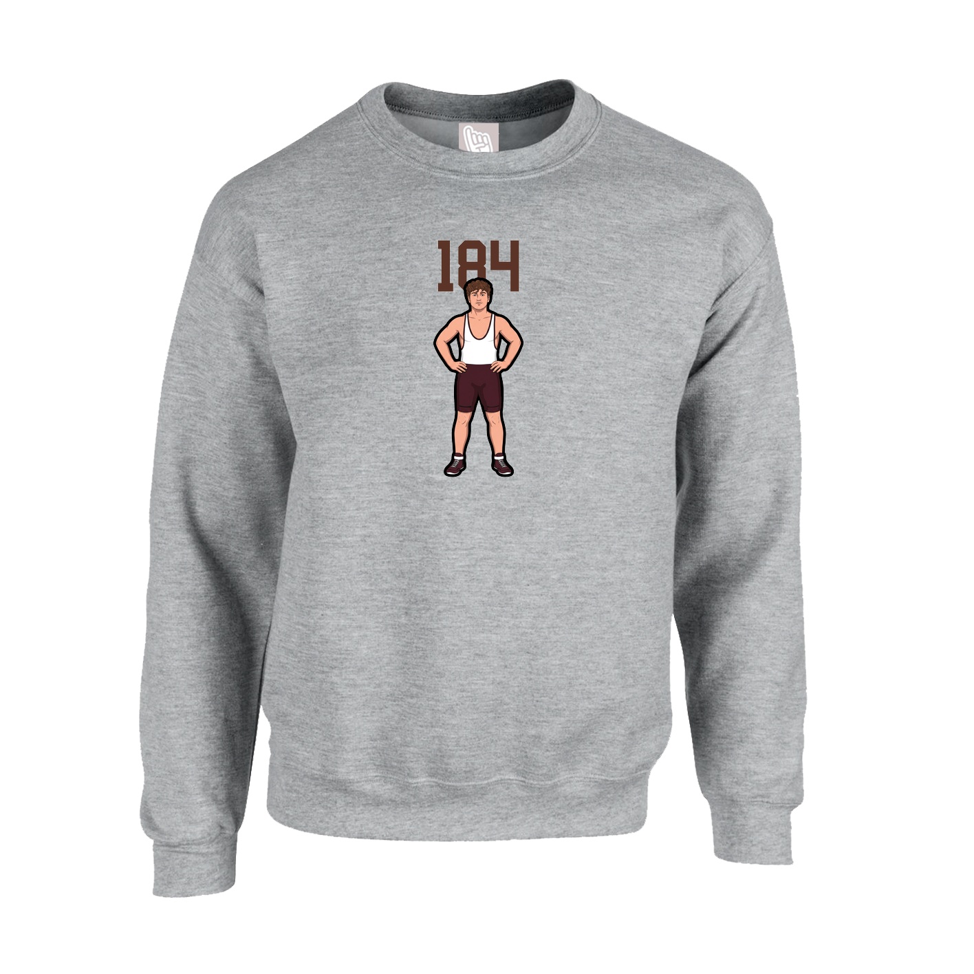Fleece Crew — Number Top in Grey