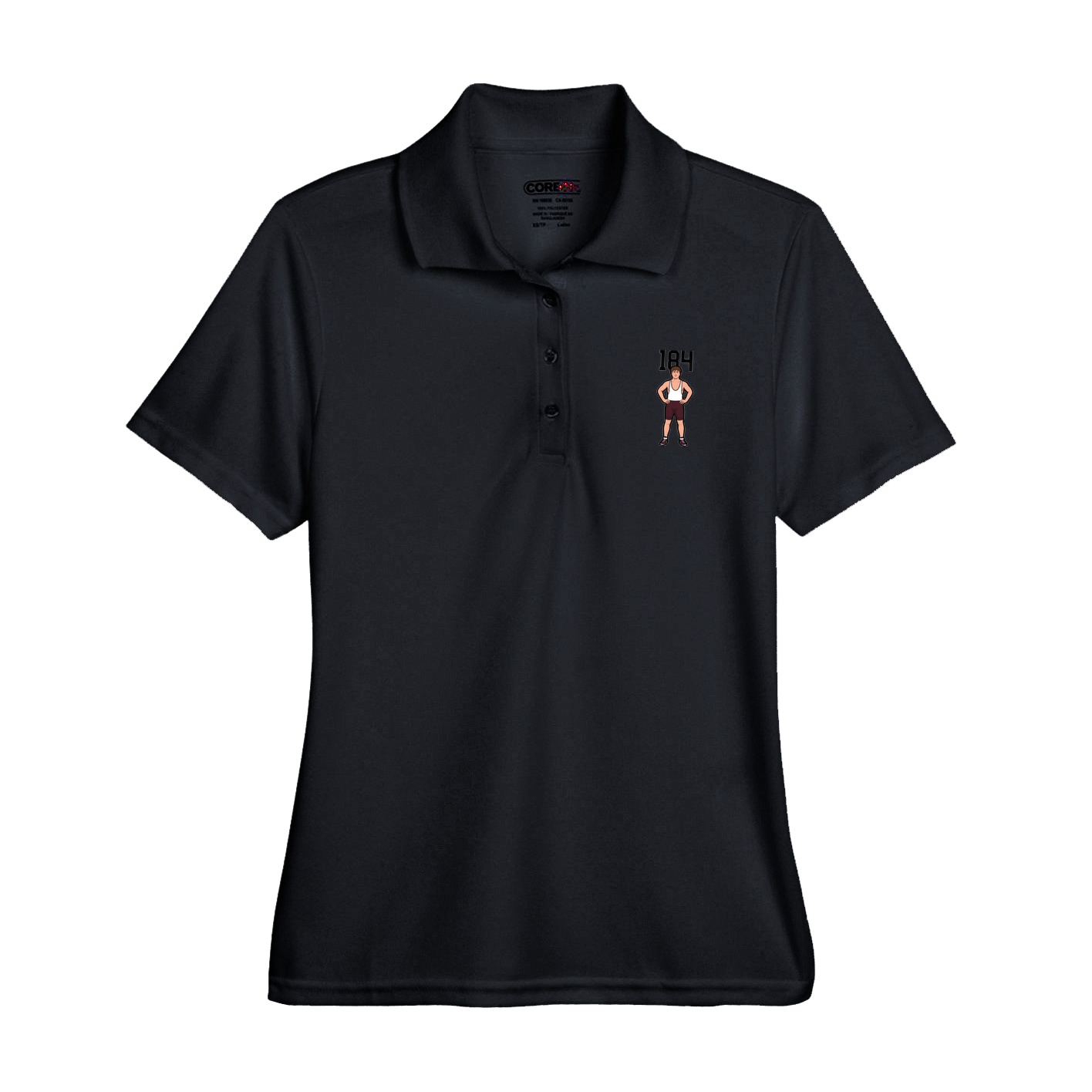 Womens Performance Polo — Number Top in Black