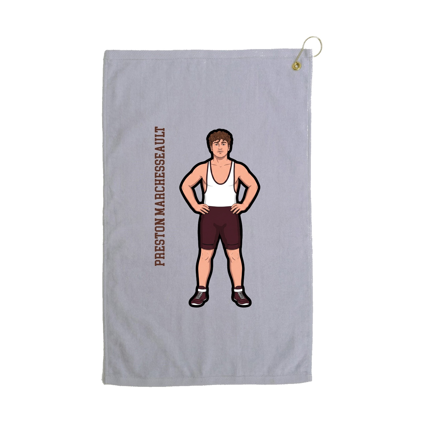 Golf Towel — Name Vertical in Grey