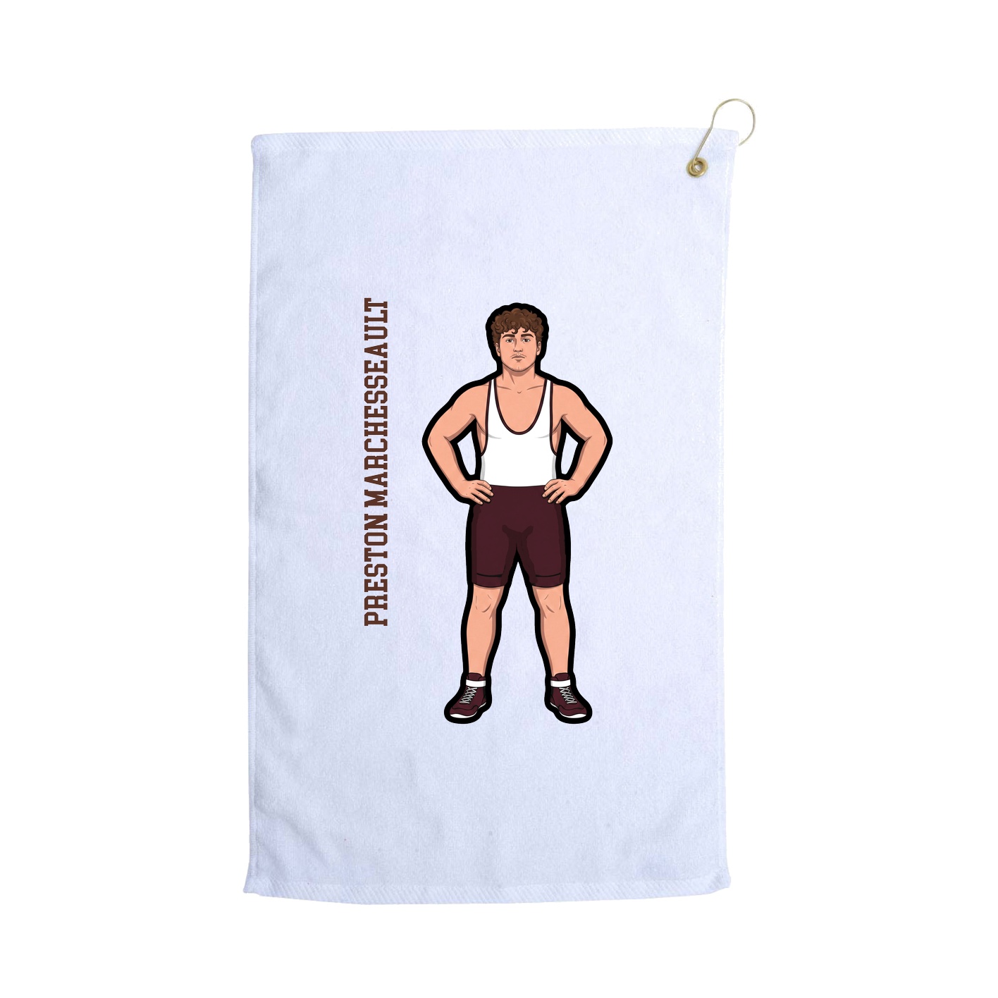 Golf Towel — Name Vertical in White