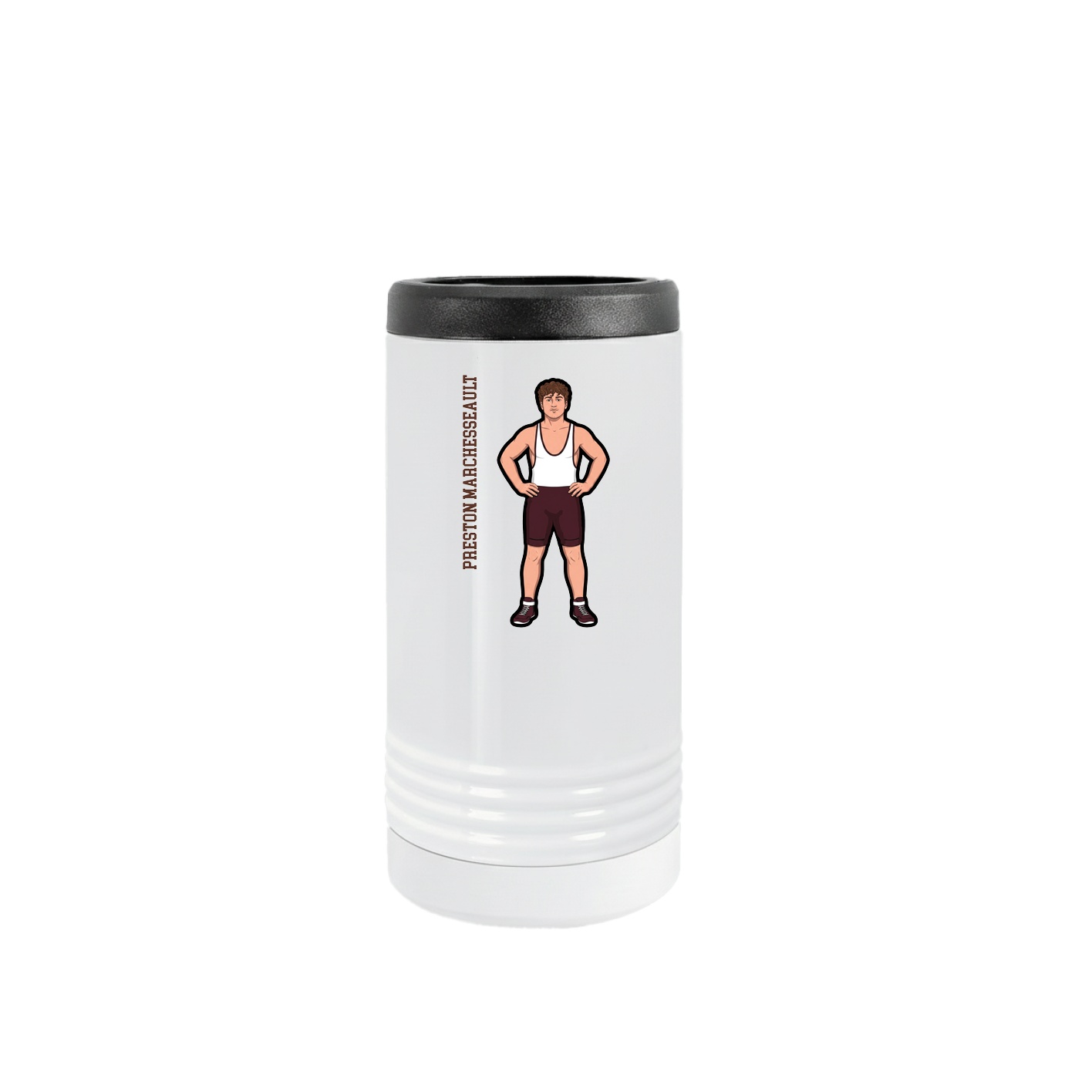 Slim Beverage Holder — Name Vertical in White