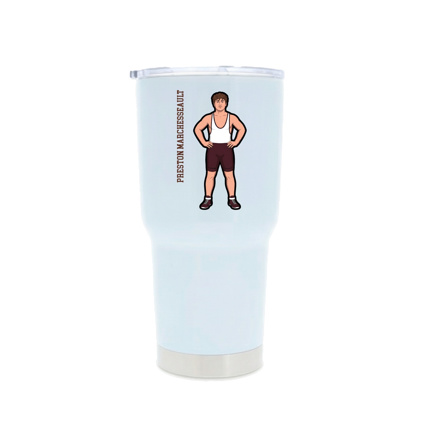 30oz Stainless Steel Tumbler — Name Vertical in White