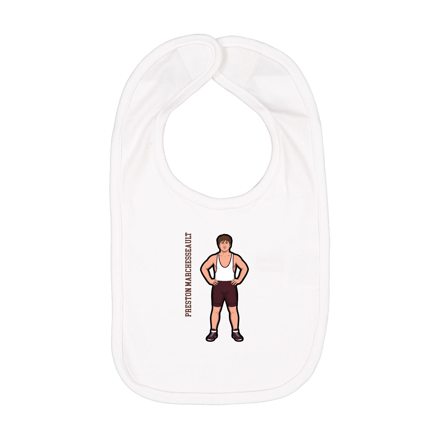 Infant Bib — Name Vertical in White