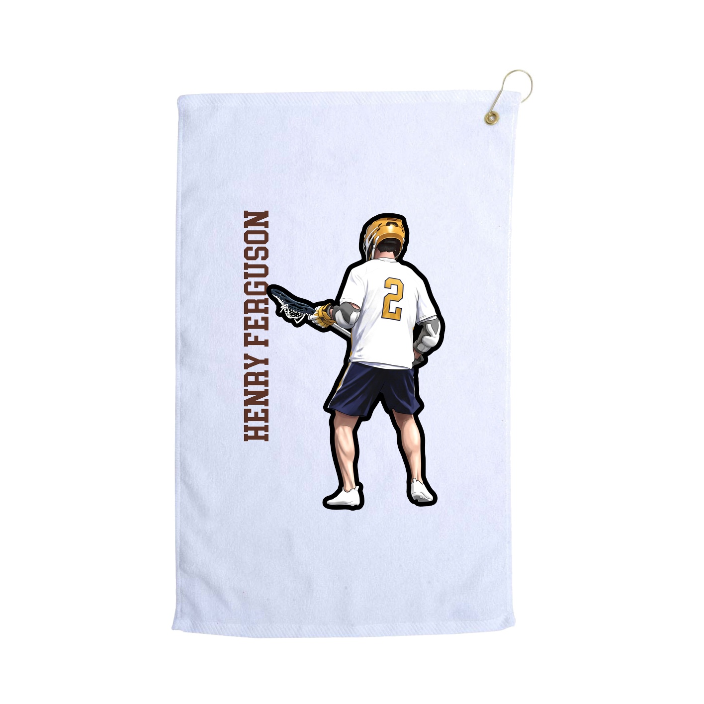 Golf Towel — Name Vertical in White