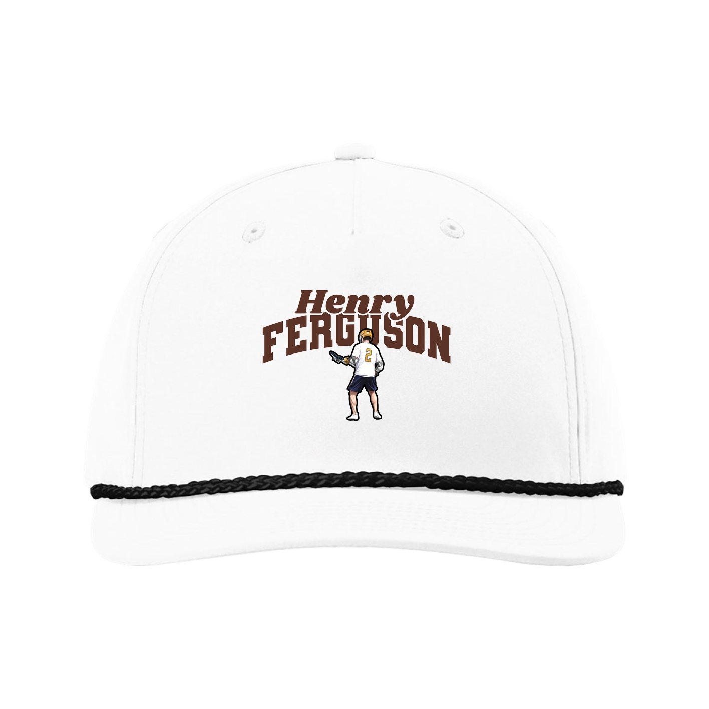 Five-Panel Classic Rope Cap — Signature Arch in White