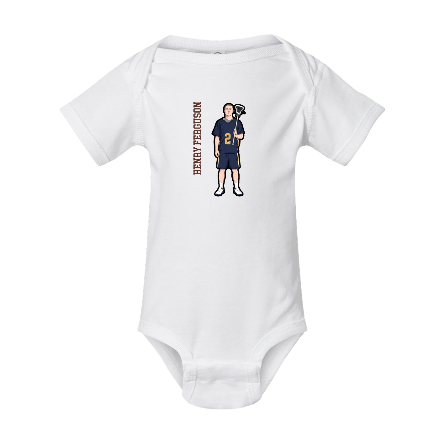 Baby Onesie — Name Vertical in White