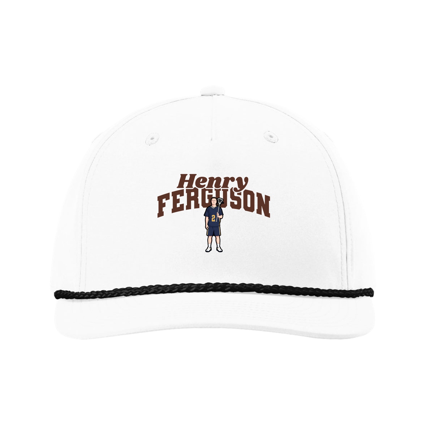 Five-Panel Classic Rope Cap — Signature Arch in White