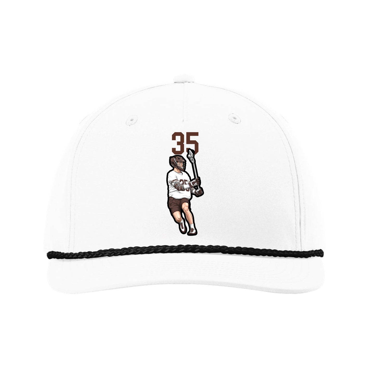 Five-Panel Classic Rope Cap — Number Top in White
