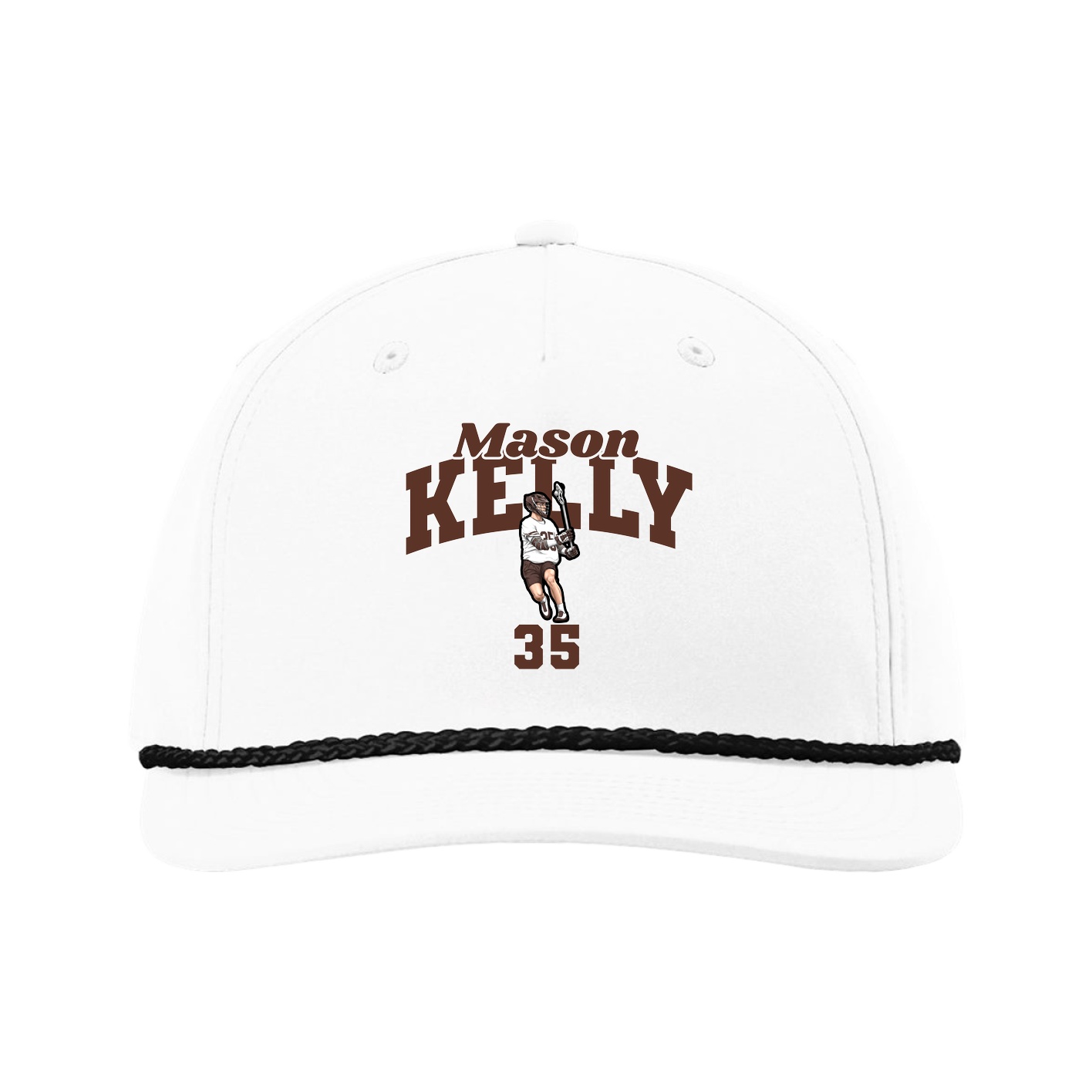Five-Panel Classic Rope Cap — Signature Arch in White