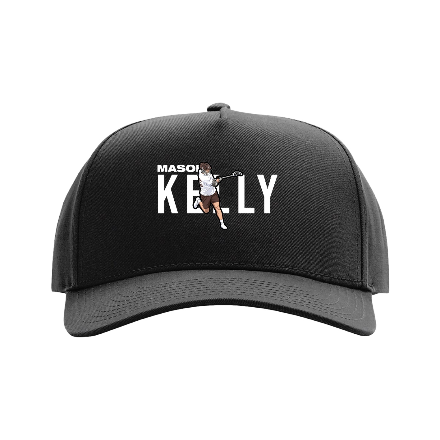 Full Fabric Five-Panel Champ Cap — Player Name in Black