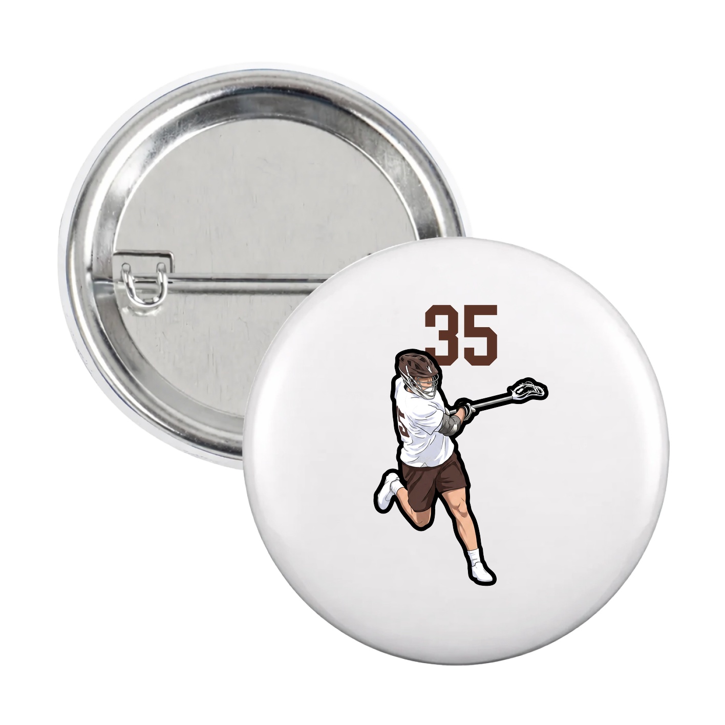 Game Day Button — Number Top in White