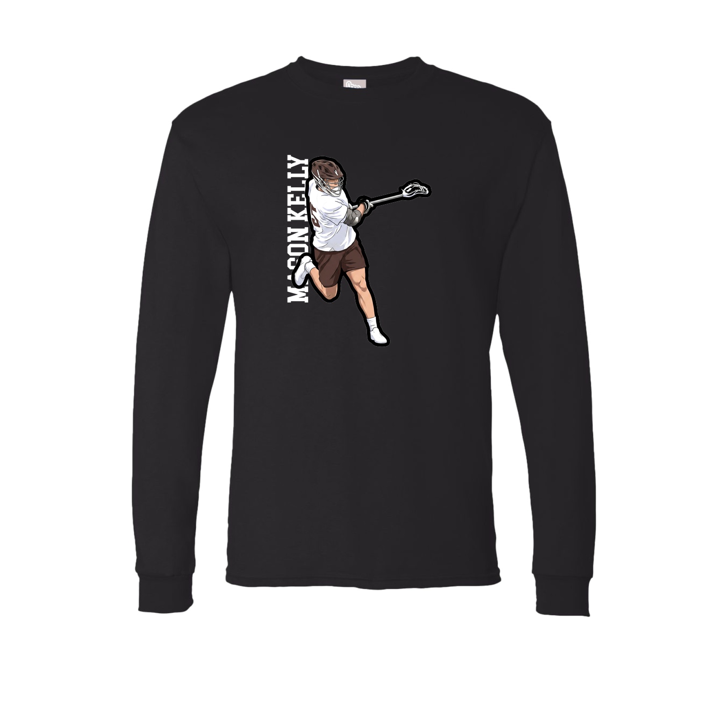 Long Sleeve Tee — Name Vertical in Black