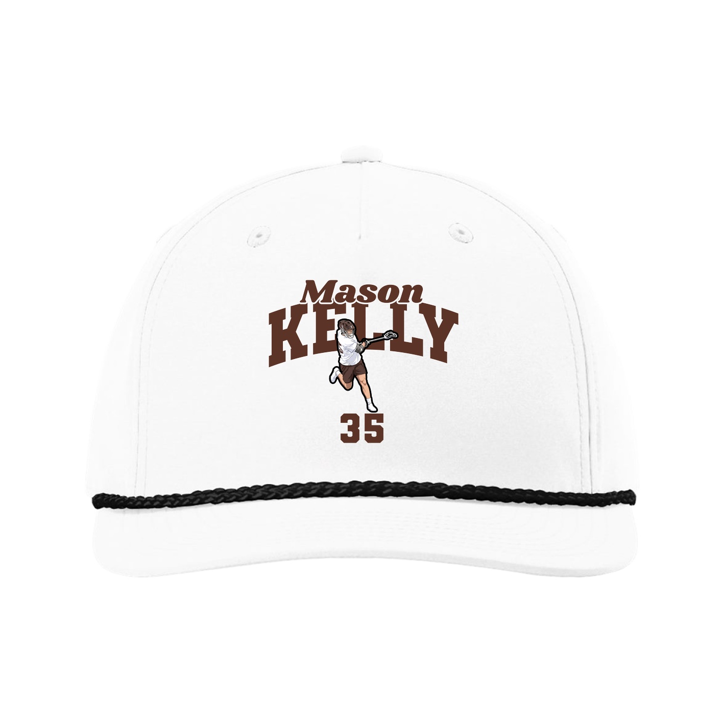 Five-Panel Classic Rope Cap — Signature Arch in White