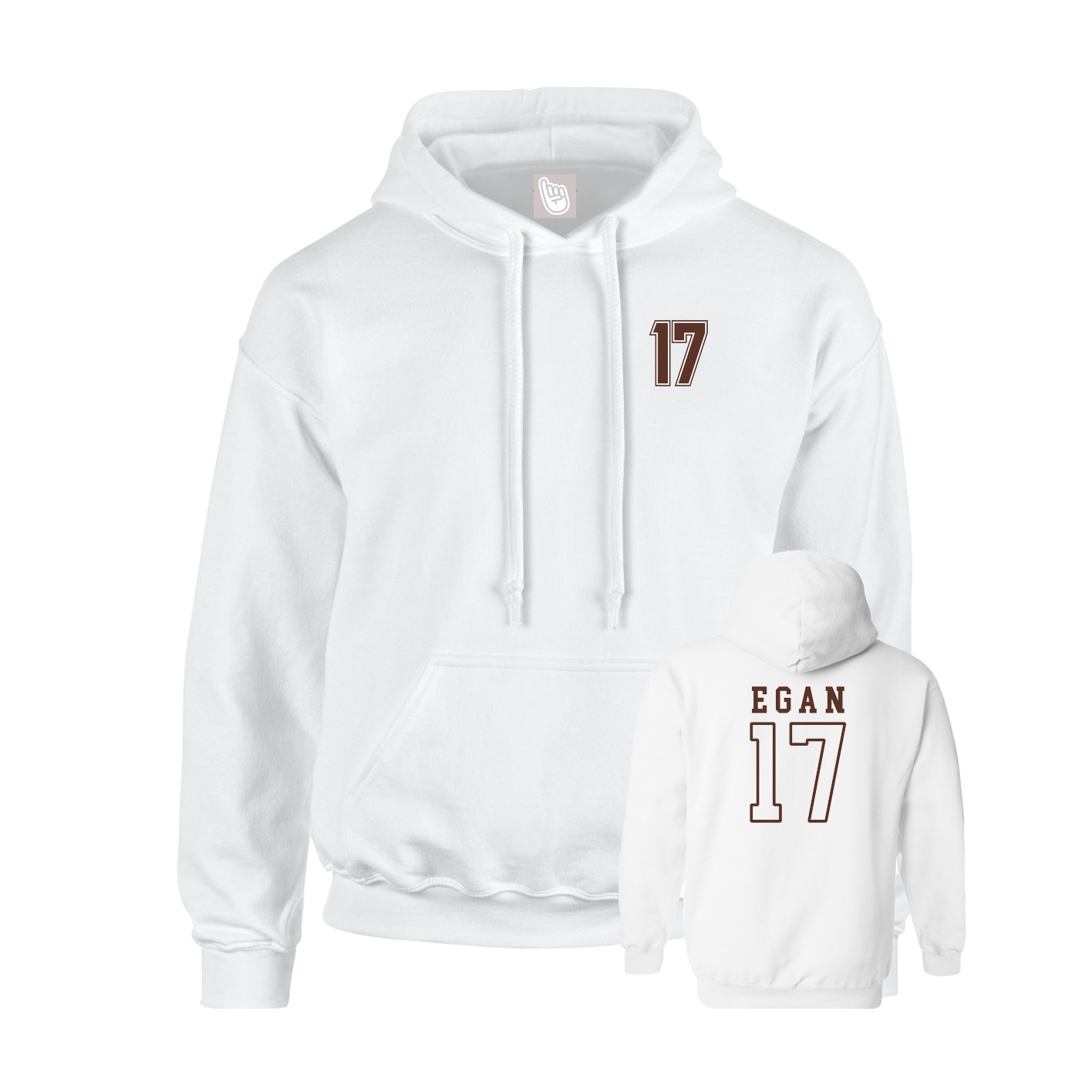 Youth Hoodie — Chest Back in White