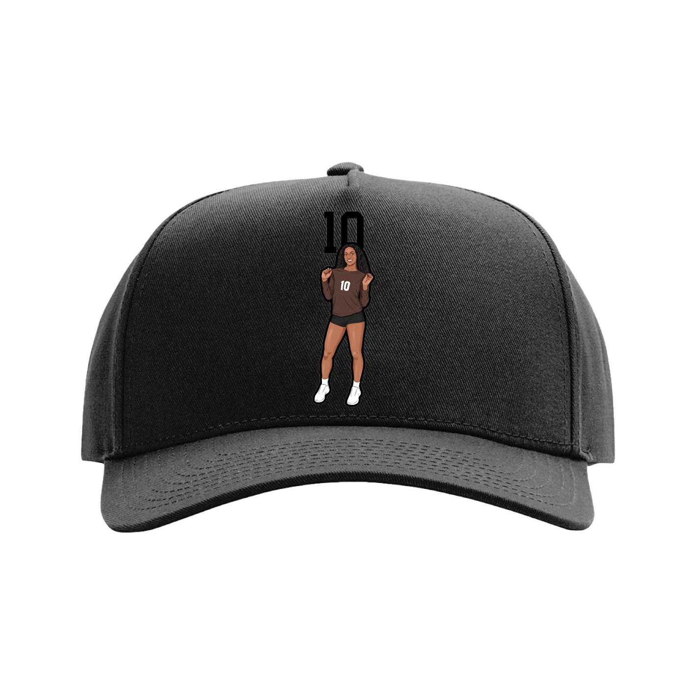 Full Fabric Five-Panel Champ Cap — Number Top in Black