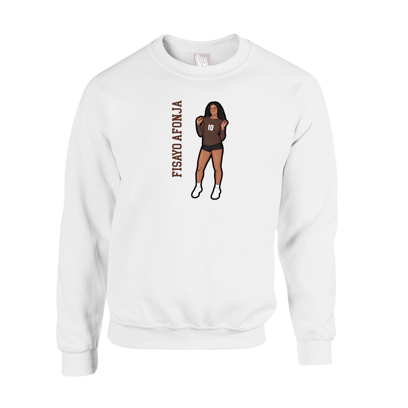 Fleece Crew — Name Vertical in White