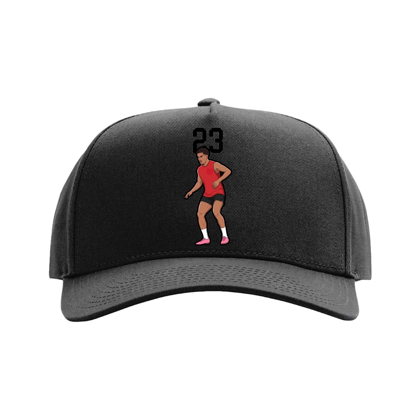 Full Fabric Five-Panel Champ Cap — Number Top in Black