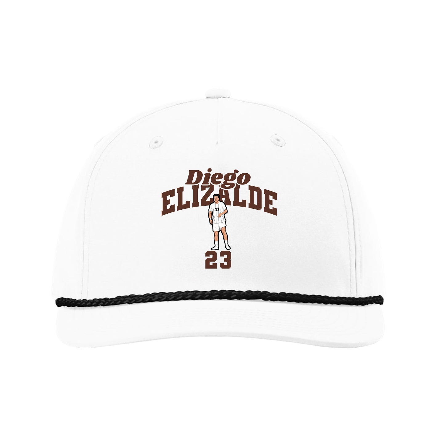 Five-Panel Classic Rope Cap — Signature Arch in White