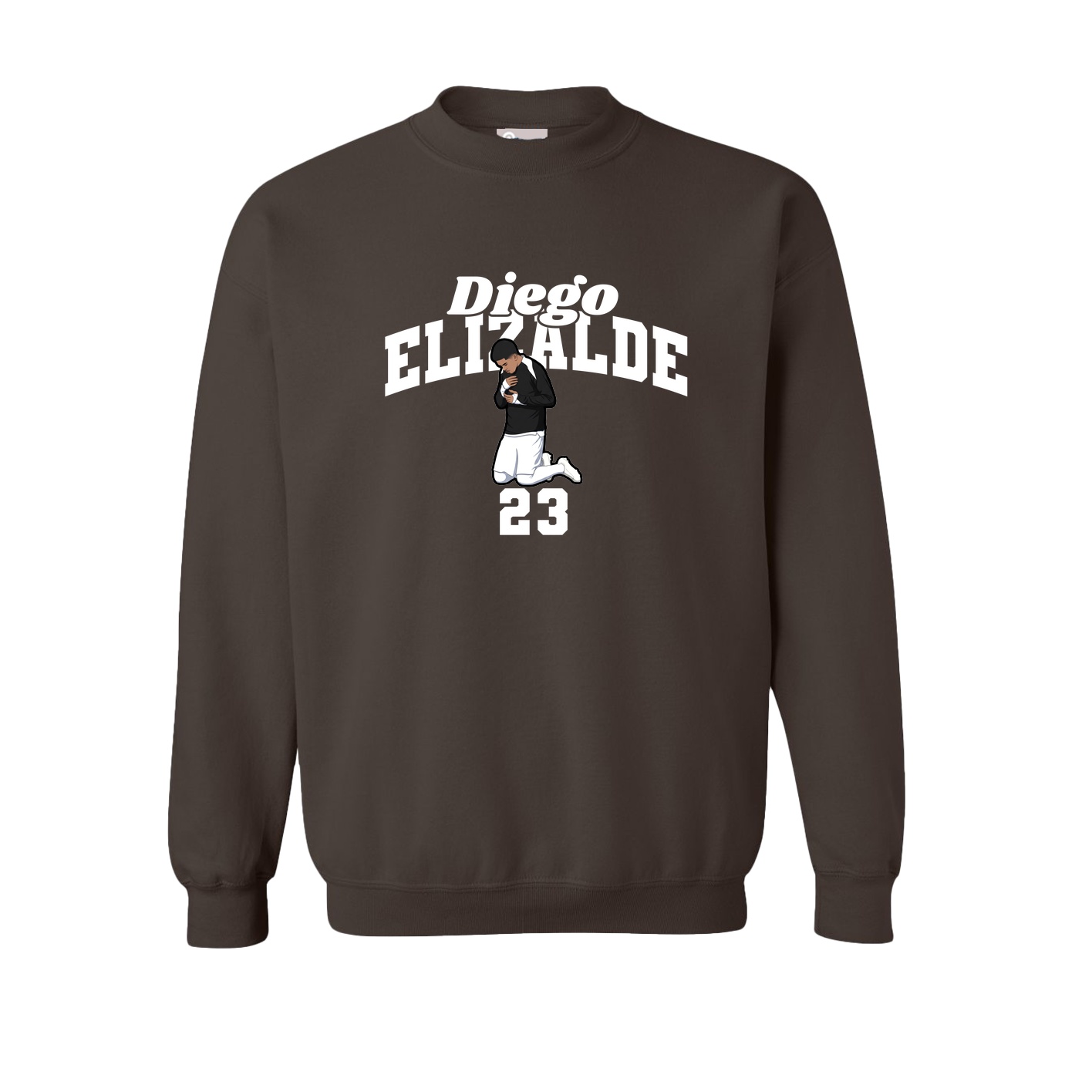 Fleece Crew — Signature Arch in Brown