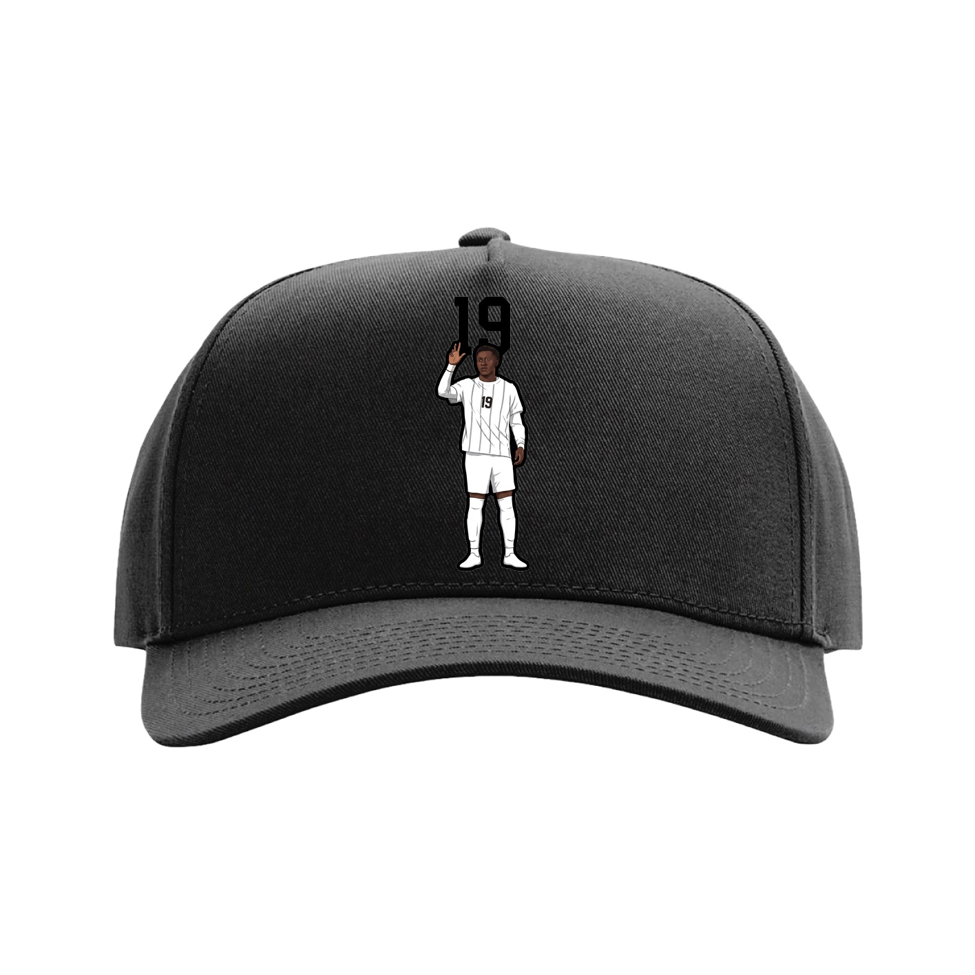 Full Fabric Five-Panel Champ Cap — Number Top in Black
