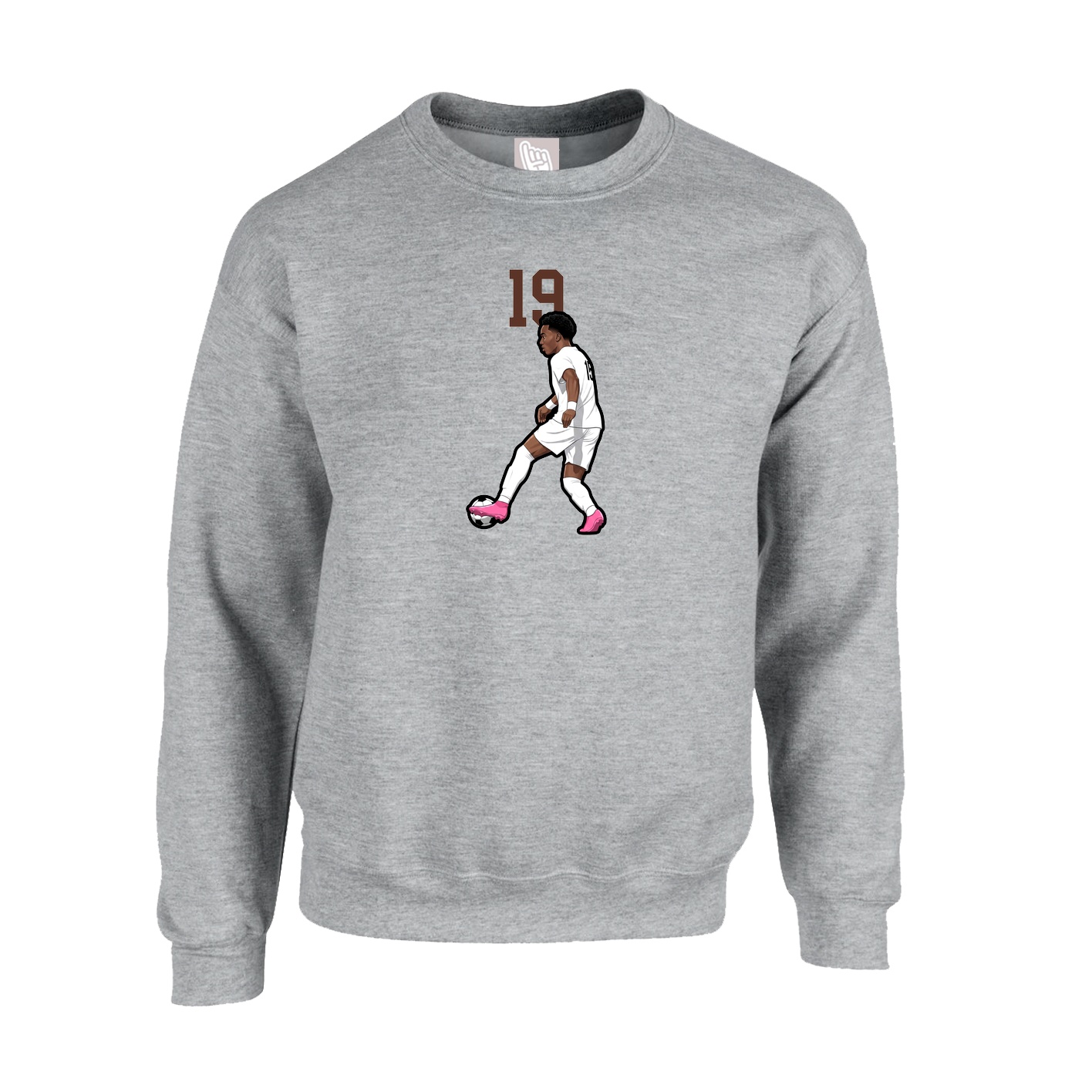 Fleece Crew — Number Top in Grey