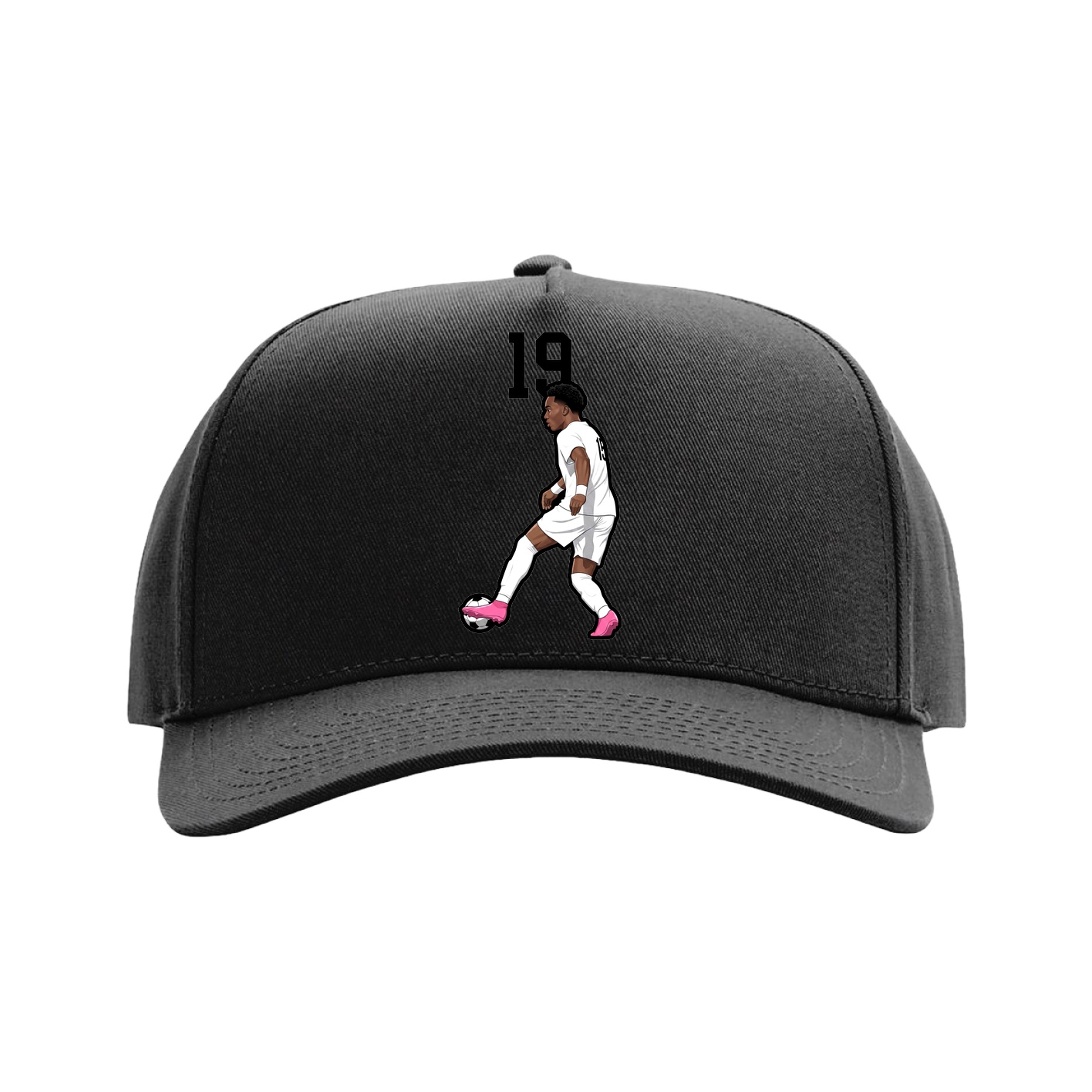 Full Fabric Five-Panel Champ Cap — Number Top in Black
