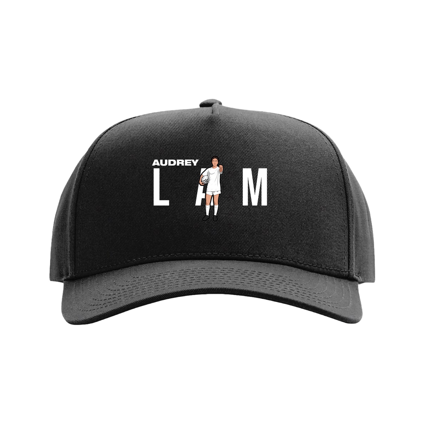 Full Fabric Five-Panel Champ Cap — Player Name in Black