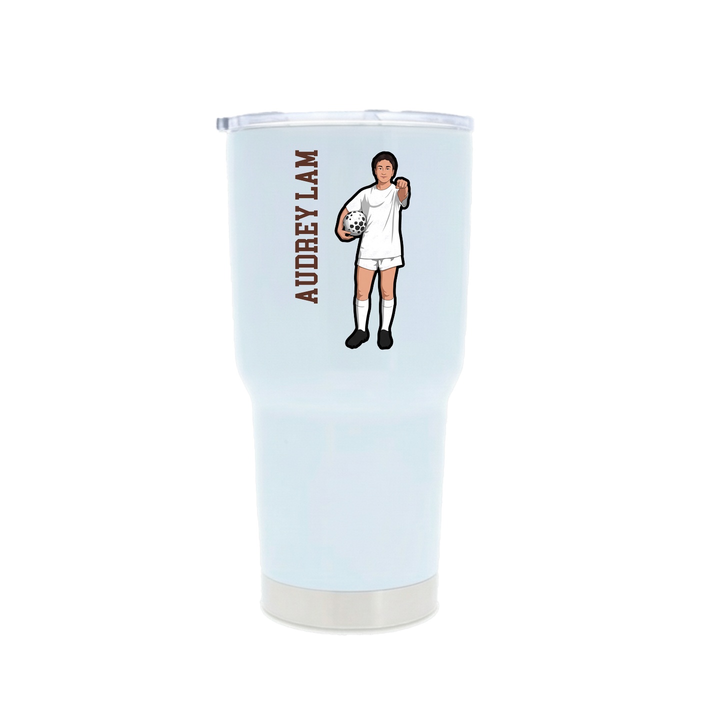 30oz Stainless Steel Tumbler — Name Vertical in White