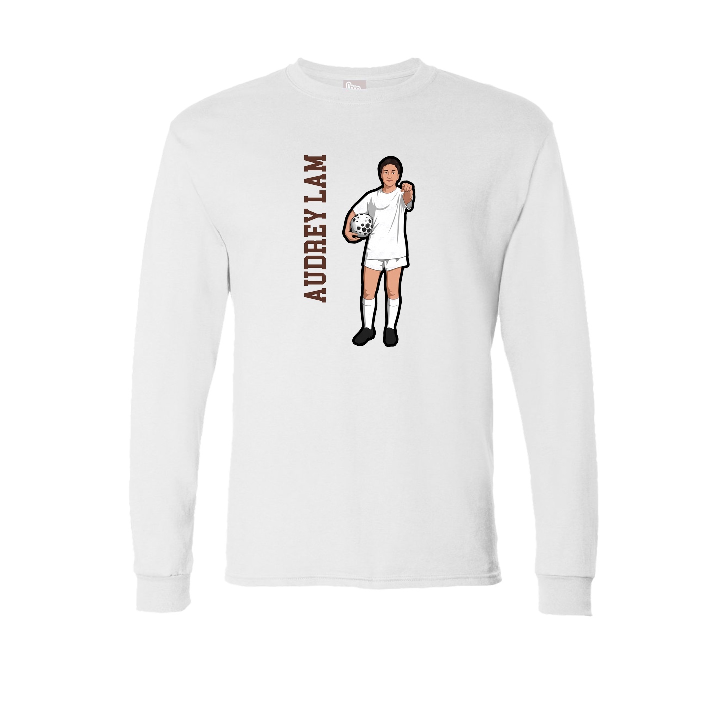 Long Sleeve Tee — Name Vertical in White