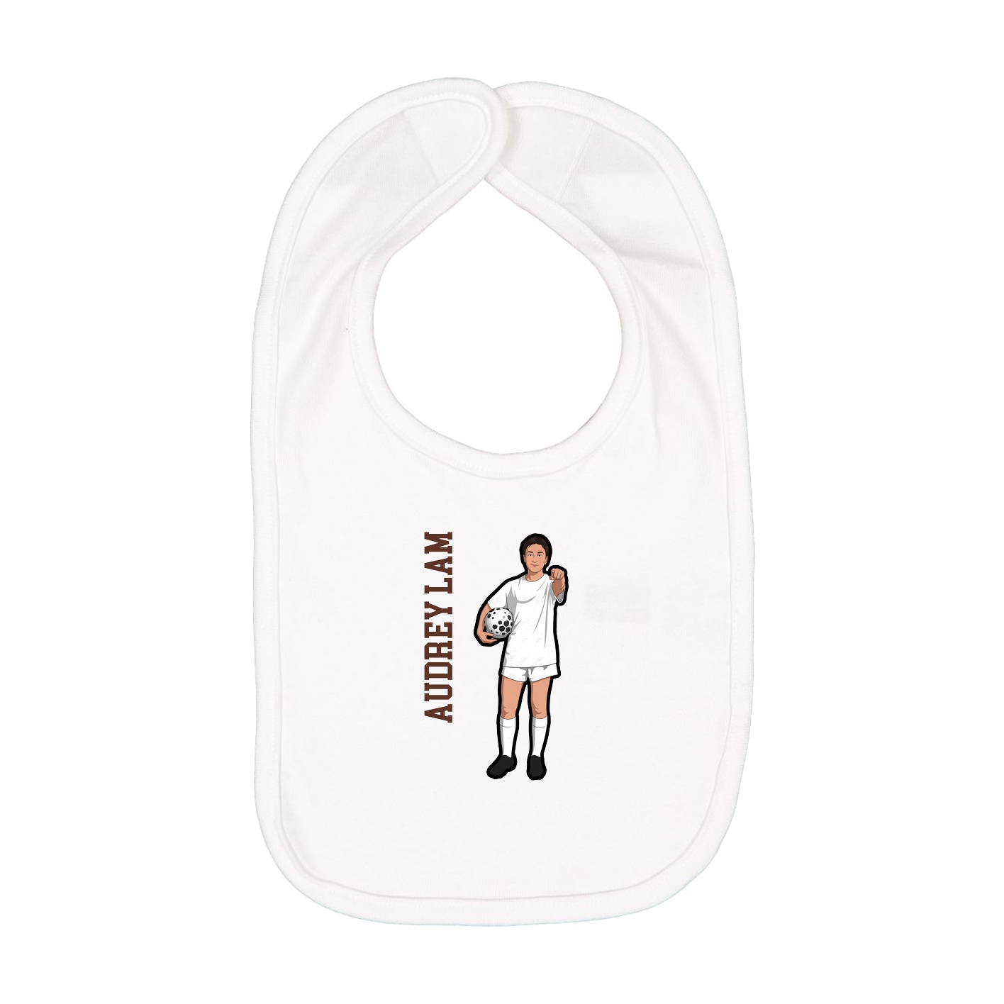 Infant Bib — Name Vertical in White
